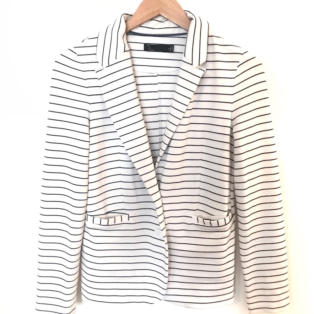 Last CHANCE 2/2 Noir Stripe Cotton BlazerPockets